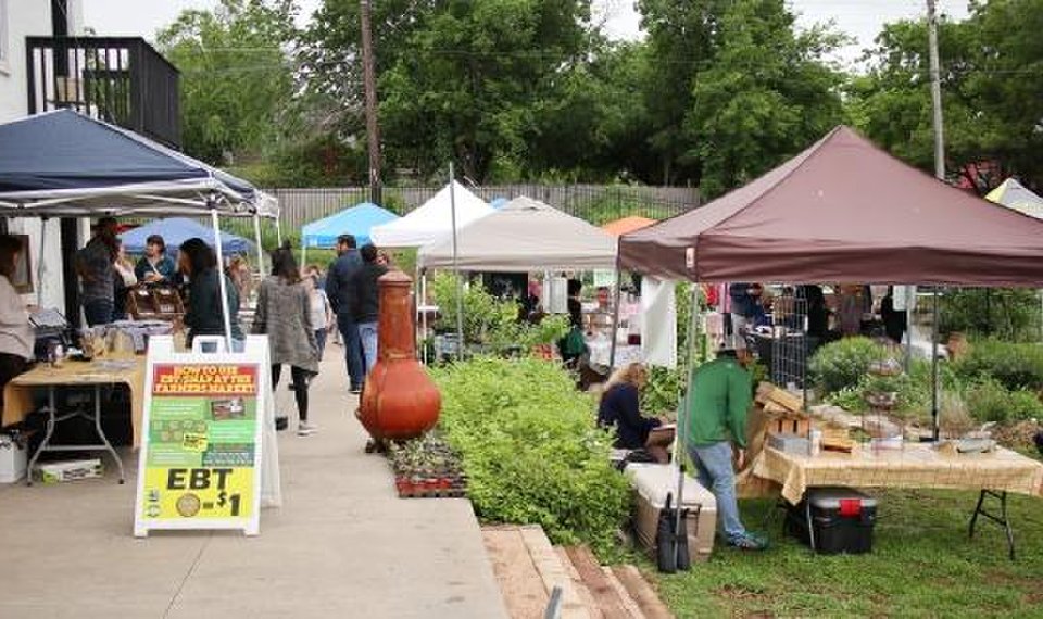 locals shop at the paseo farmers market for fresh food
