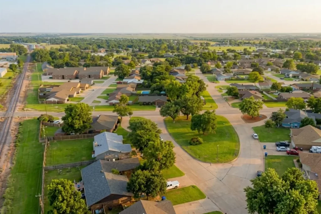 Choctaw Oklahoma residential neighborhood aerial view