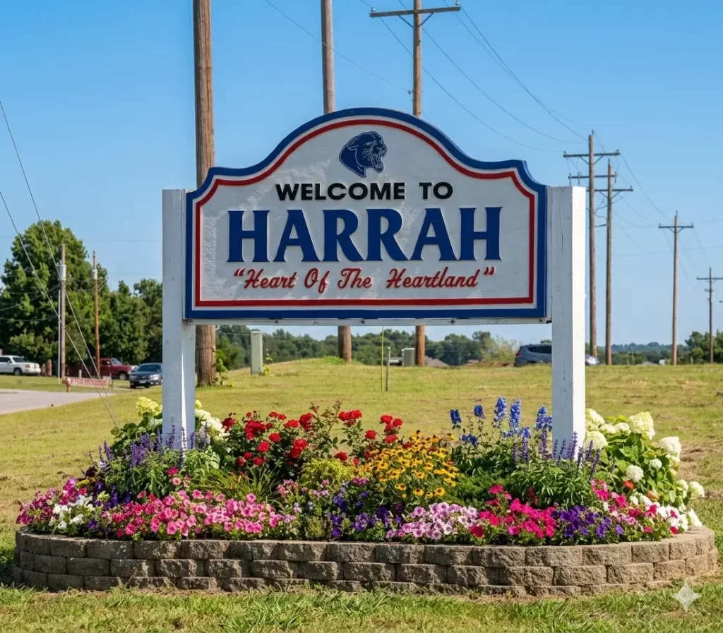 City of Harrah sign