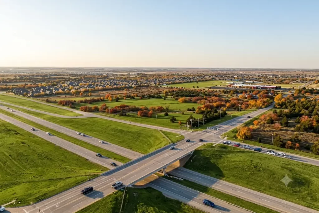 Highway aerial view of Piedmont, Oklahoma